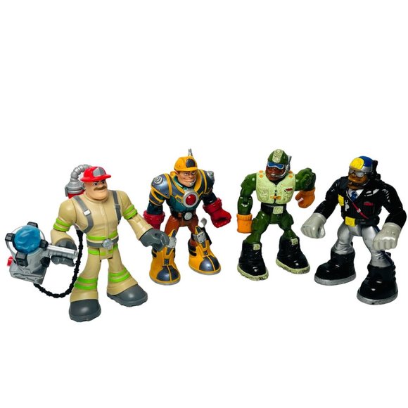 Rescue Heroes Mattel Fisher Price Action Figure Lot Of 4 Police Hammer Canyon 6” - Picture 1 of 12